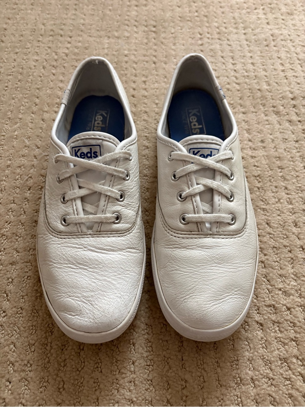Keds White Leather Low-Top Lace Sneakers